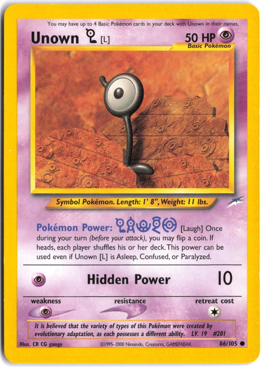 Unown L #86/105 Neo Destiny Unlimited 2002 MP