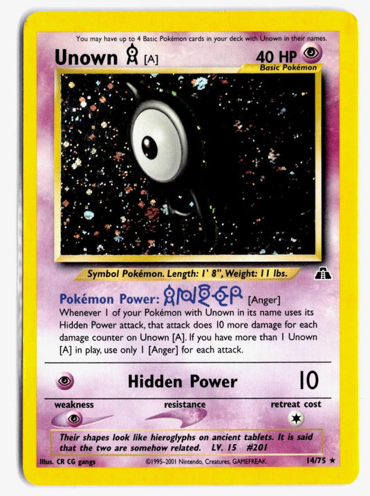 Unown A #14/75 Neo Discovery Unlimited 2001 MP