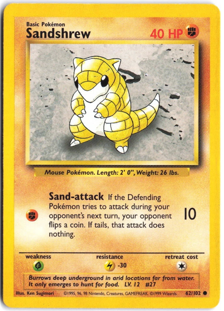 Load image into Gallery viewer, Sandshrew #62/102 Base Set Unlimited 1999 LP
