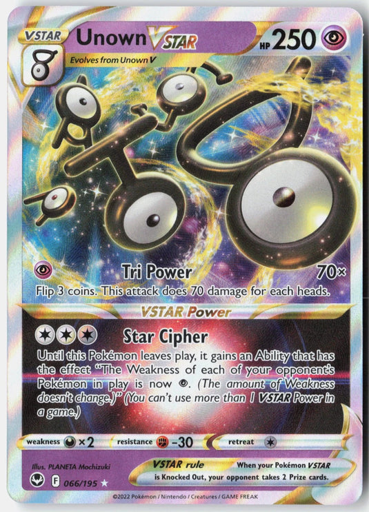 Unown VSTAR #066/195 Ultra Rare Silver Tempest 2022 NM