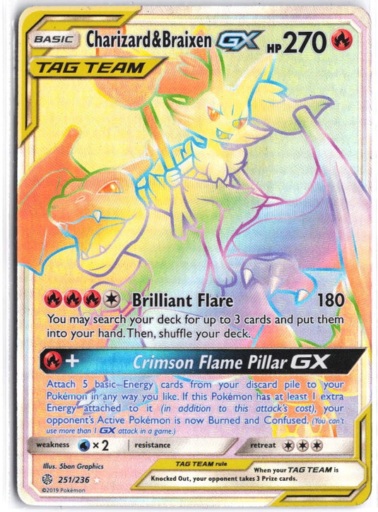 Charizard & Braixen GX #251/236 Cosmic Eclipse 2019 NM