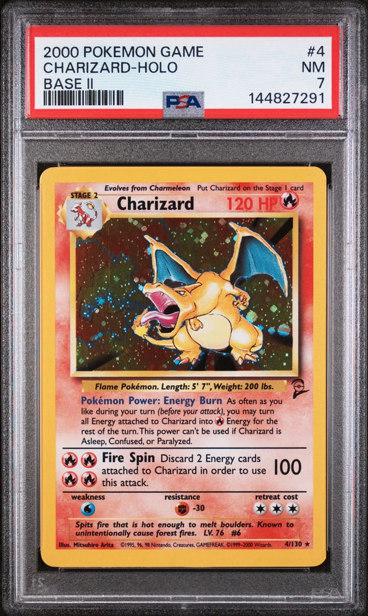 Charizard #4/130 Holo Base Set 2 2000 PSA 7