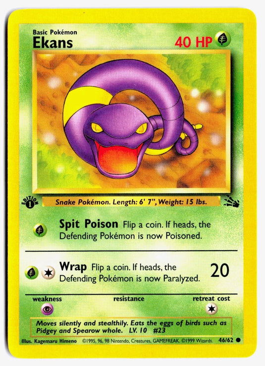 Ekans #46/62 Fossil 1st Edition 1999 MP
