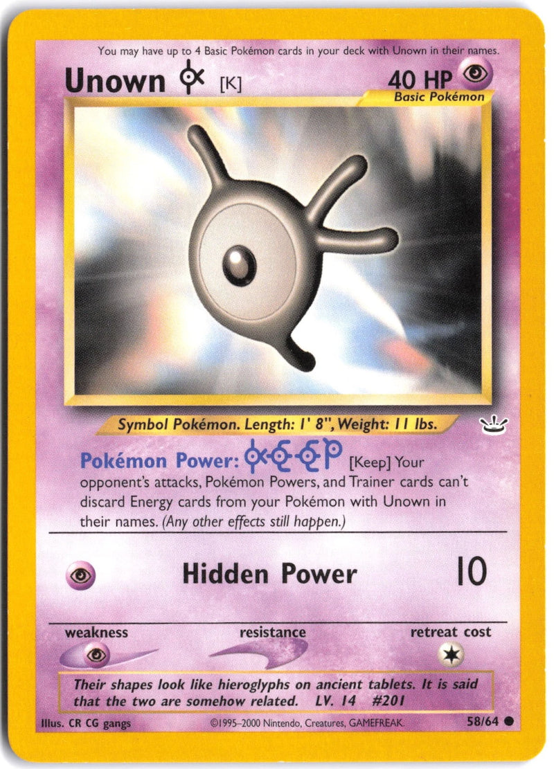 Load image into Gallery viewer, Unown K #58/64 Neo Revelation Unlimited 2001 MP
