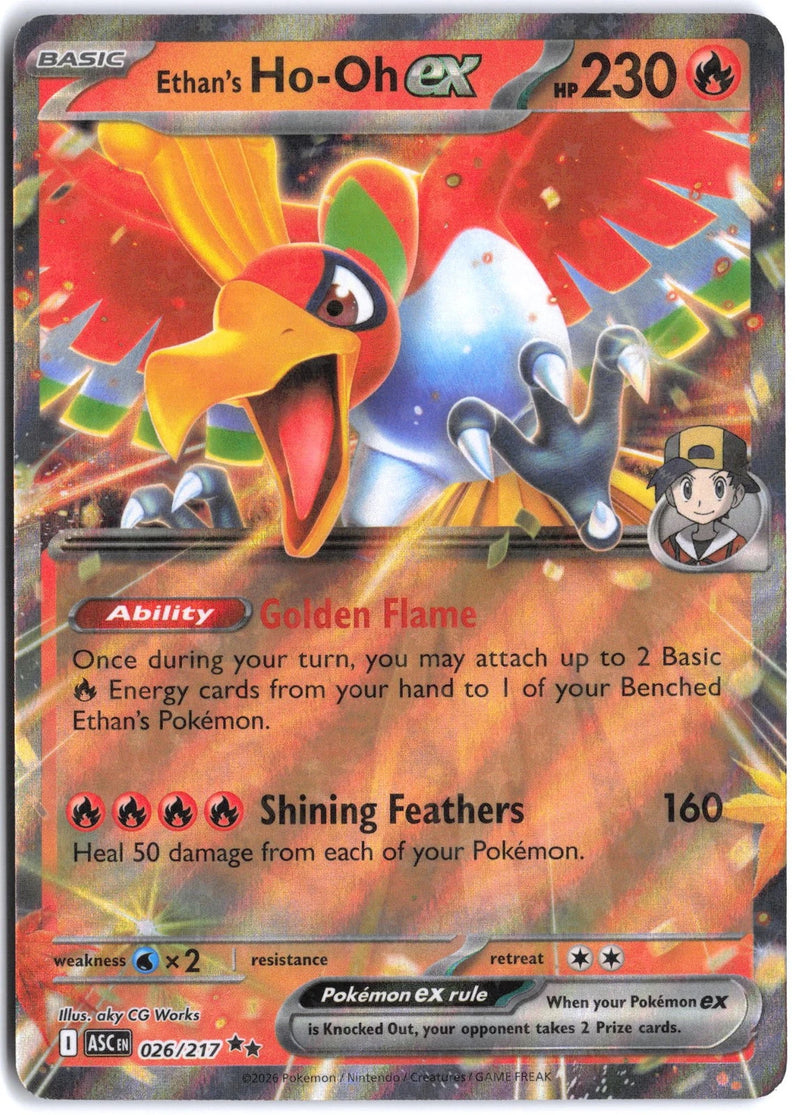 Load image into Gallery viewer, Ethan's Ho-Oh ex #026/217 Ultra Rare Ascended Heroes 2026 NM
