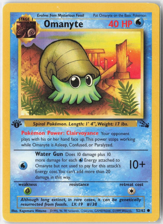 Omanyte #52/62 Fossil Unlimited 1999 NM