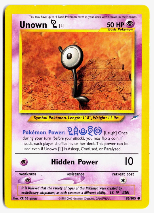 Unown L #86/105 Neo Destiny Unlimited 2002 MP