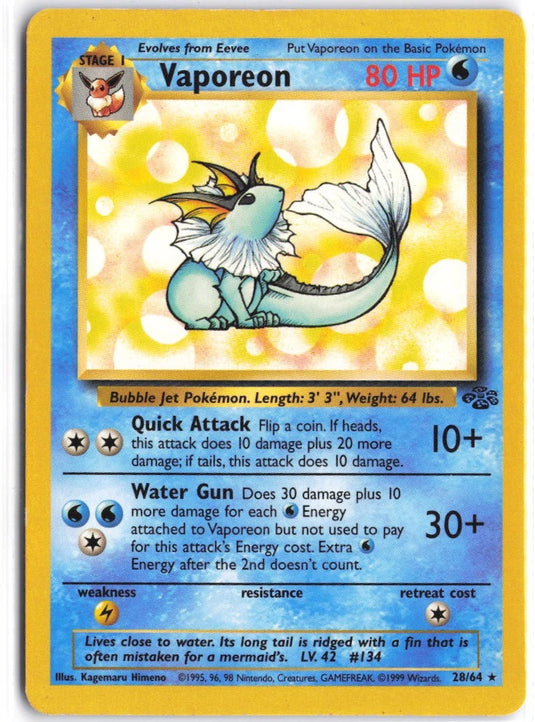 Vaporeon #28/64 Jungle Unlimited 1999 HP