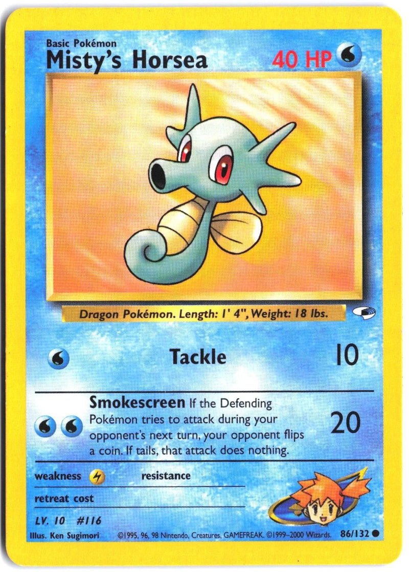 Load image into Gallery viewer, Misty's Horsea #86/132 Gym Heroes Unlimited 2000 NM
