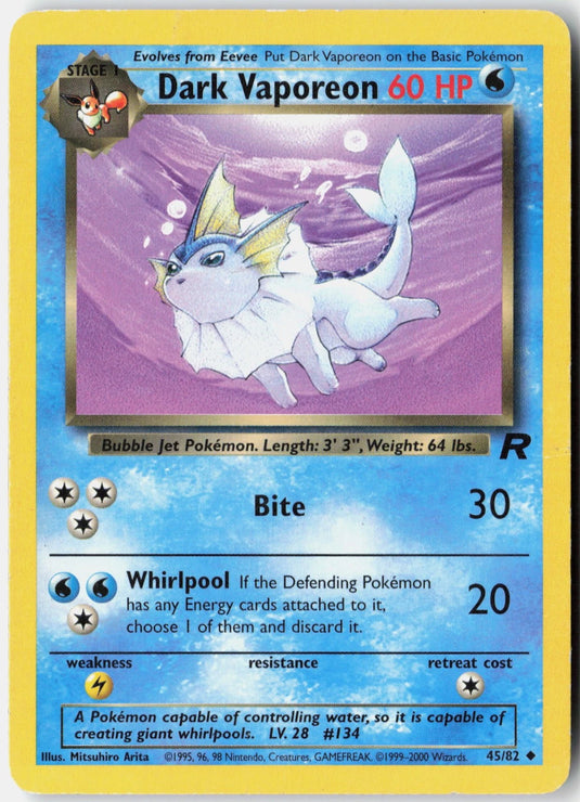 Dark Vaporeon #45/82 Team Rocket Unlimited 2000 MP