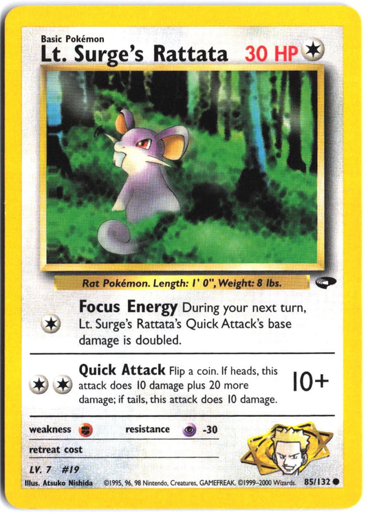 Lt. Surge's Rattata #85/132 Gym Challenge Unlimited 2000 NM