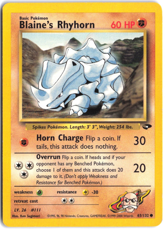 Blaine's Rhyhorn #65/132 Gym Challenge Unlimited 2000 MP