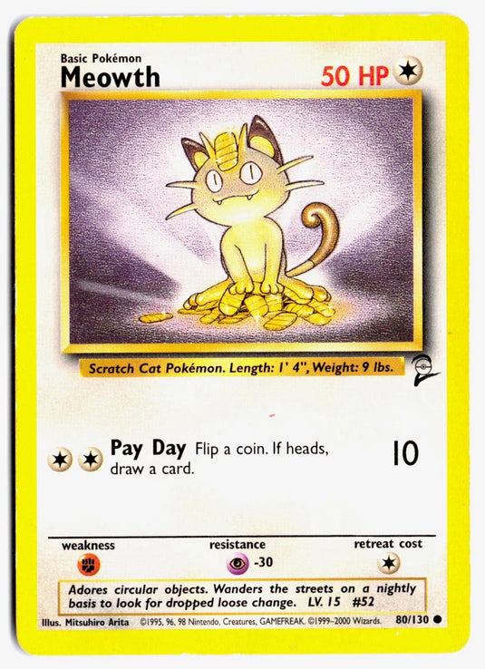 Meowth #80/130 Base Set 2 2000 HP