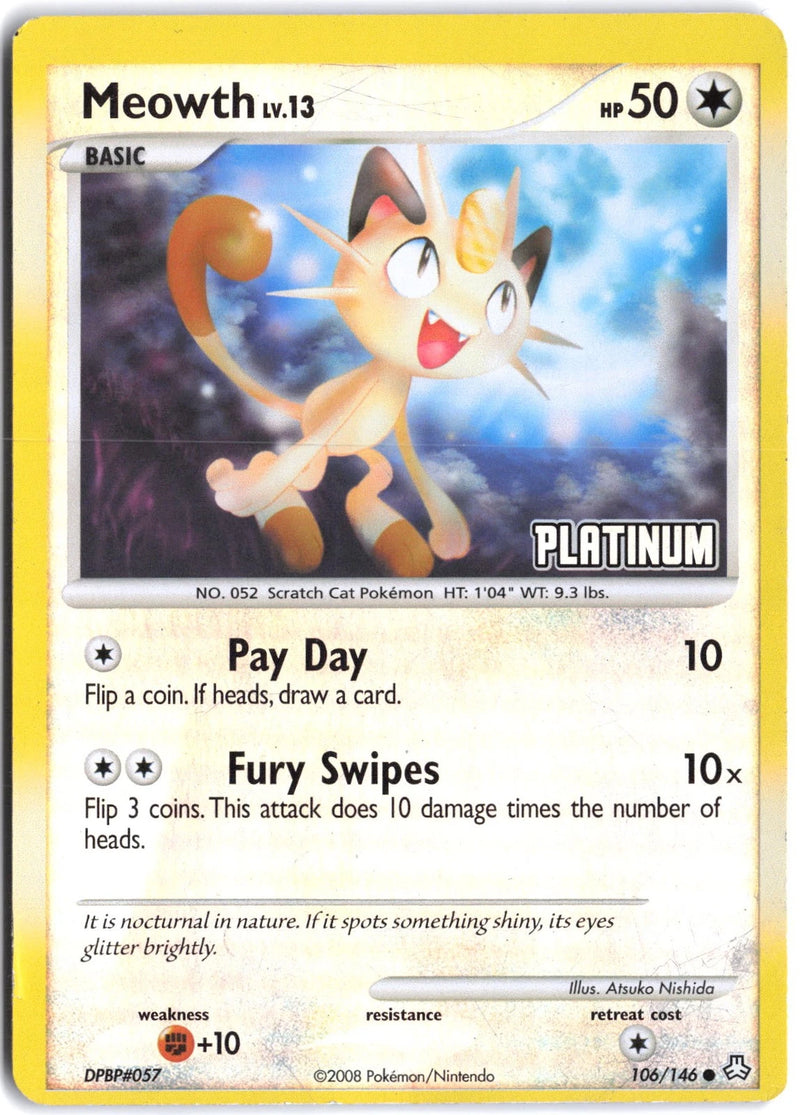 Load image into Gallery viewer, Meowth #106/146 Reverse Holo Burger King Collection Legends Awakened 2008 MP
