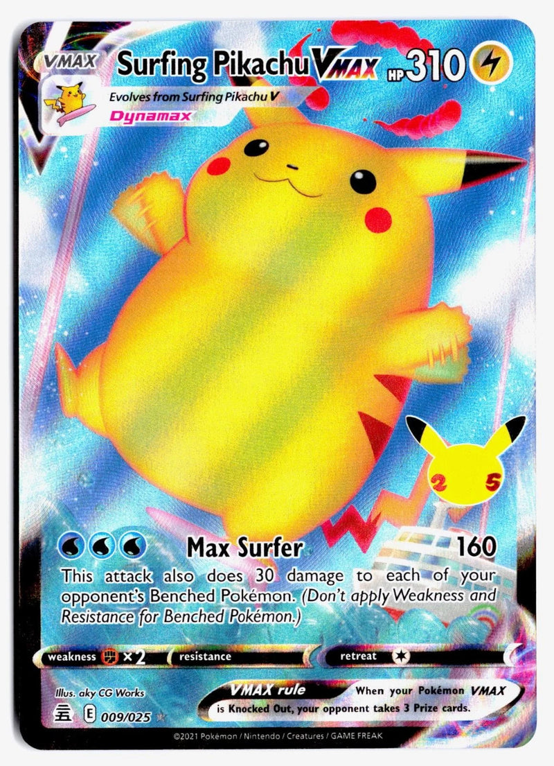 Load image into Gallery viewer, Surfing Pikachu VMAX #009/025 Celebrations 2021 NM
