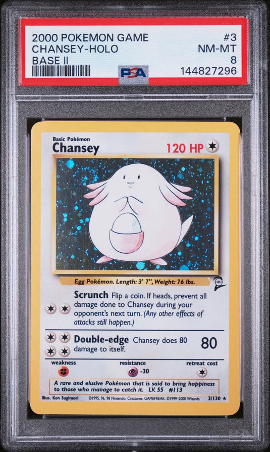 Chansey #3/130 Holo Base Set 2 2000 PSA 8