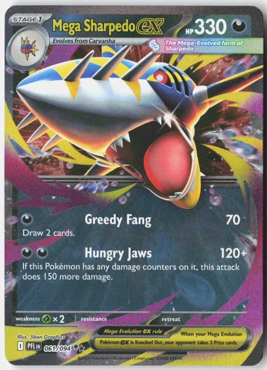 Mega Sharpedo ex #061/094 Ultra Rare Phantasmal Flames 2025 NM
