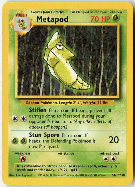 Metapod #54/102 Base Set Unlimited 1999 HP