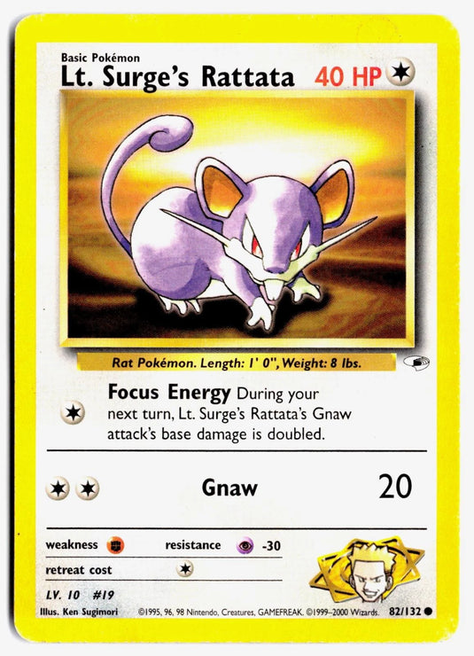 Lt. Surge's Rattata #82/132 Gym Heroes Unlimited 2000 HP