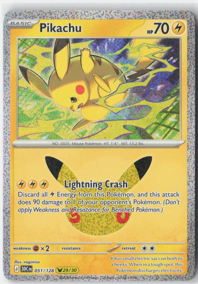 Load image into Gallery viewer, Pikachu #051/128 30th Celebration 2026 NM

