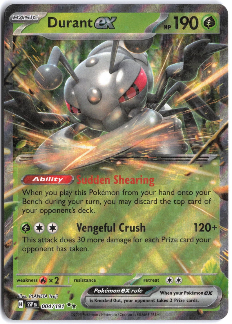 Load image into Gallery viewer, Durant ex #004/191 Ultra Rare Surging Sparks 2024 NM
