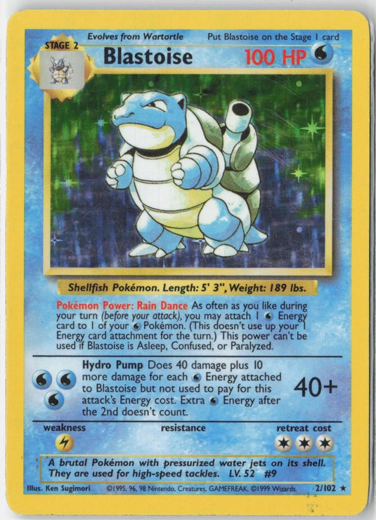 Blastoise #2/102 Base Set Unlimited 1999 HP