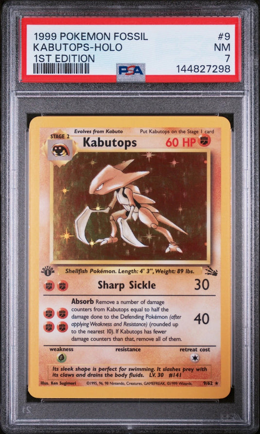 Kabutops #9/62 Holo Fossil 1st Edition 1999 PSA 7