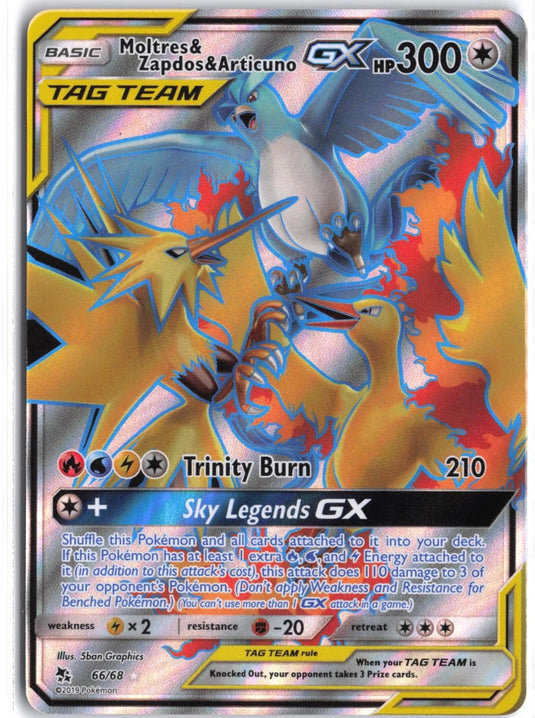 Moltres & Zapdos & Articuno GX #66/68 Hidden Fates 2019 NM
