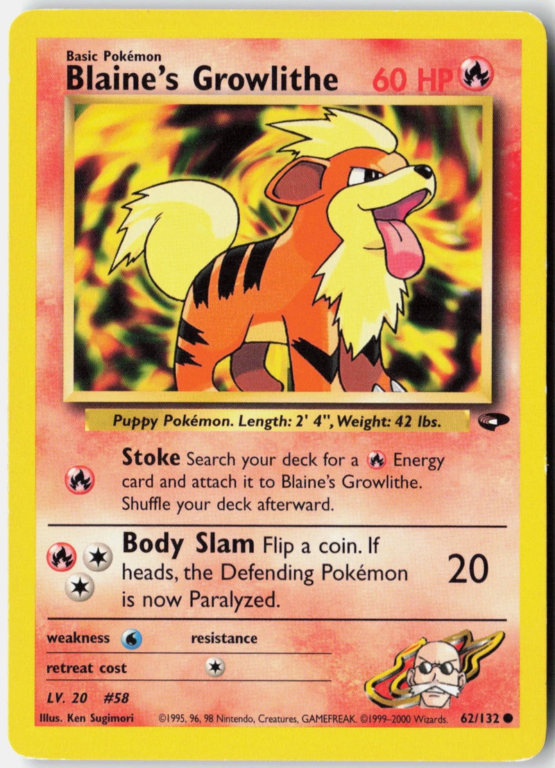 Load image into Gallery viewer, Blaine's Growlithe #62/132 Gym Challenge Unlimited 2000 HP
