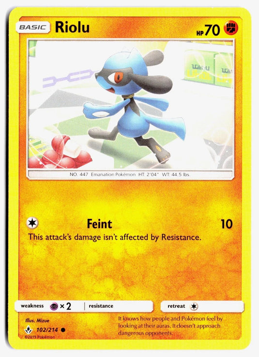 Riolu #102/214 Unbroken Bonds 2019 NM