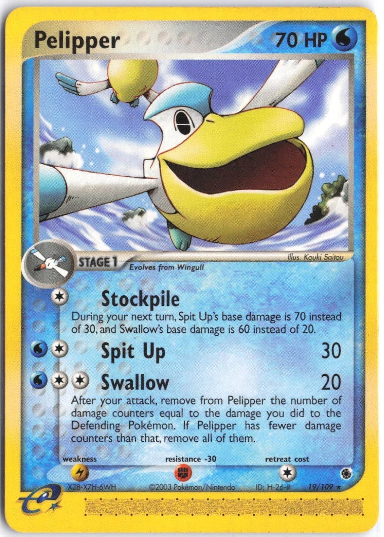 Load image into Gallery viewer, Pelipper #19/109 EX Ruby &amp; Sapphire 2003 LP
