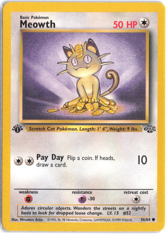 Meowth #56/64 Jungle 1st Edition 1999 LP