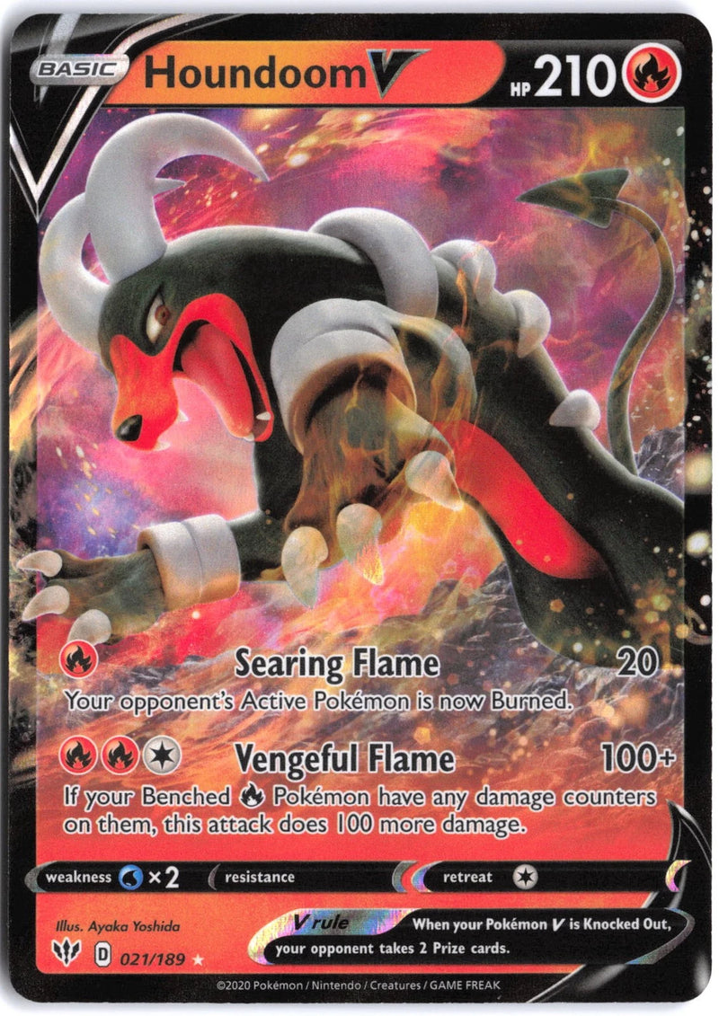 Load image into Gallery viewer, Houndoom V #021/189 Ultra Rare Darkness Ablaze 2020 NM

