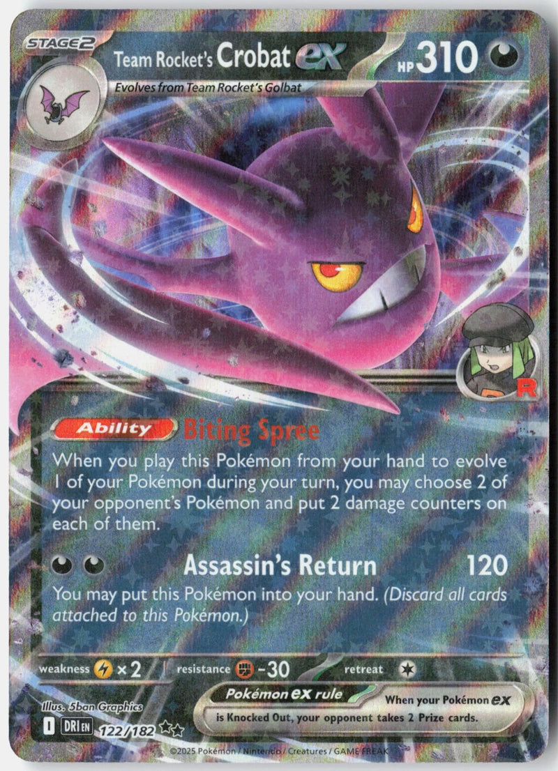 Load image into Gallery viewer, Team Rocket's Crobat ex #122/182 Ultra Rare Destined Rivals 2025 NM
