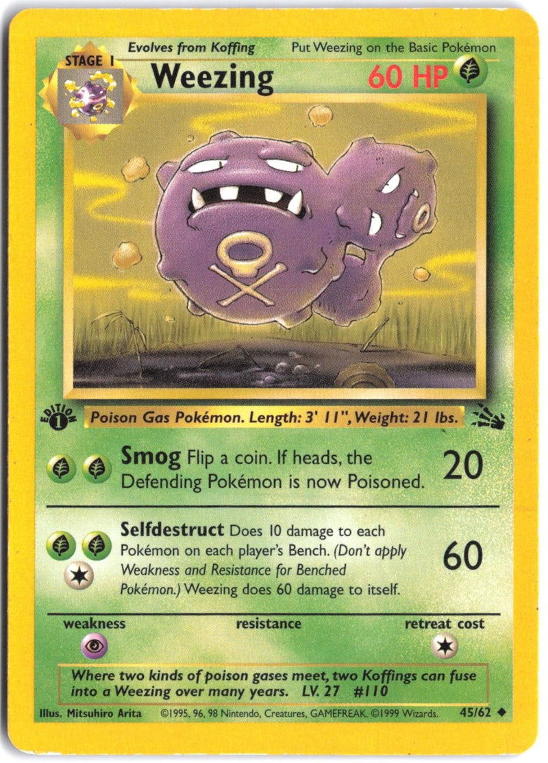 Load image into Gallery viewer, Weezing #45/62 Fossil 1st Edition 1999 MP
