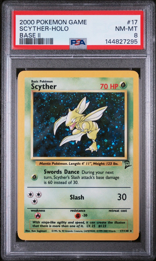 Scyther #17/130 Holo Base Set 2 2000 PSA 8