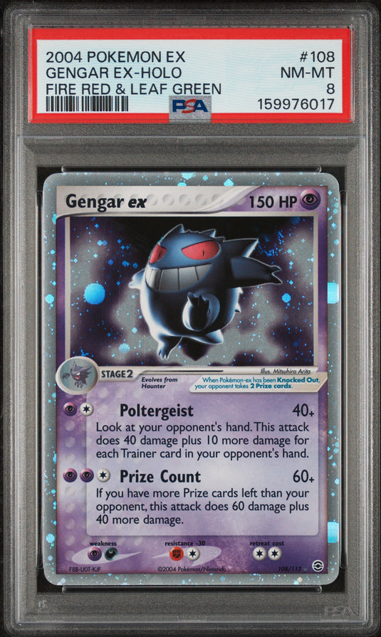 Gengar ex #108/112 Ultra Rare EX Fire Red & Leaf Green 2004 PSA 8